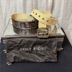 Just Cavalli Canvas and Leather Belt; Size: 100